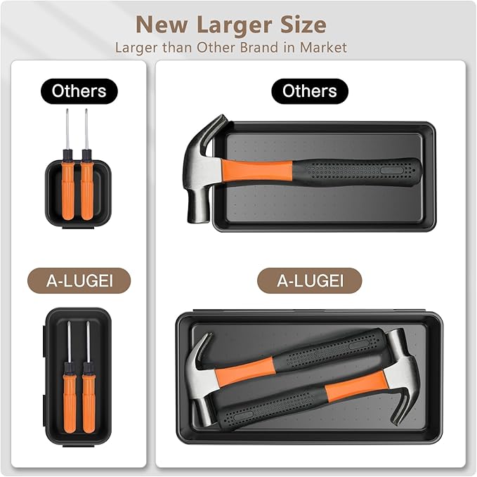 【More Larger Size】A-LUGEI【69 PCS-5 Size】 Tool Box Organizer Tray Divider Set【Black】 Desk Drawer Organizer Bin, Socket Organization and Storage Toolbox for Rolling Tool Chest Cart WorkBench Part Widget