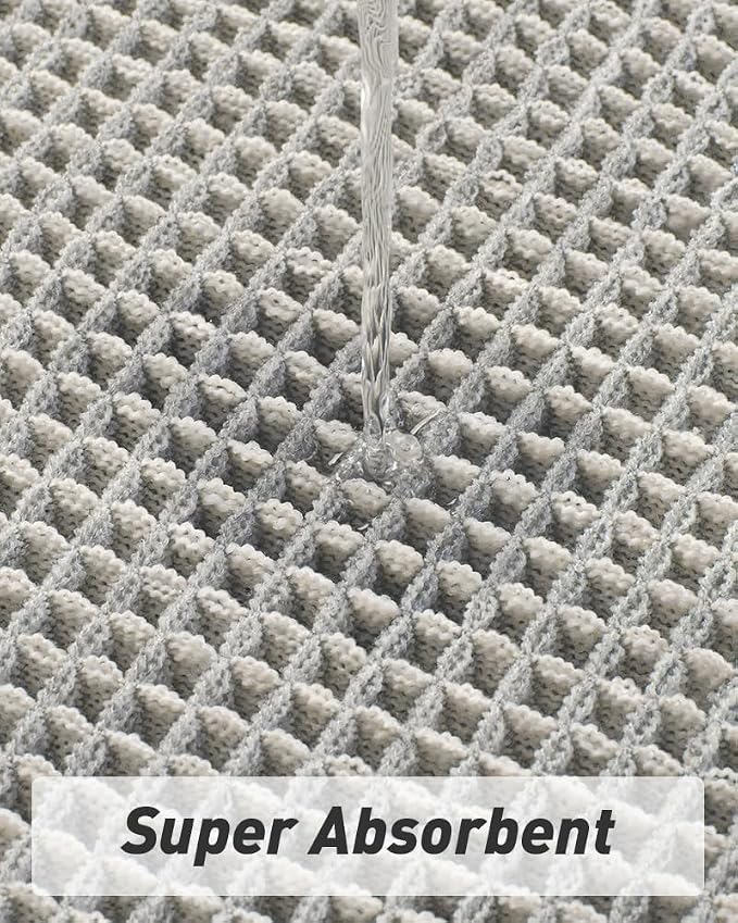 Upgraded Waffle Bath Mat, Super Absorbent Non Slip Bath Mats for Bathroom Floor, Machine Washable Bathroom Rugs with Tassels, Rubber Backed Bathroom Mats, Ultra Soft, 24" x 36",LightGrey & Cream