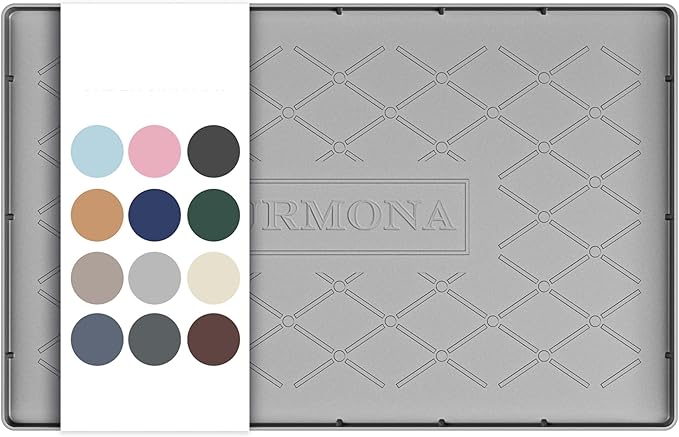 URMONA 19" x 12" Waterproof Silicone Mat in Multiple Sizes & Colors, Under Sink Mat for Kitchen & Bathroom, Pet Food Pad for Dogs & Cats, Kitchen Cabinet Liner, Multi-Purpose for Storage(Light Grey)
