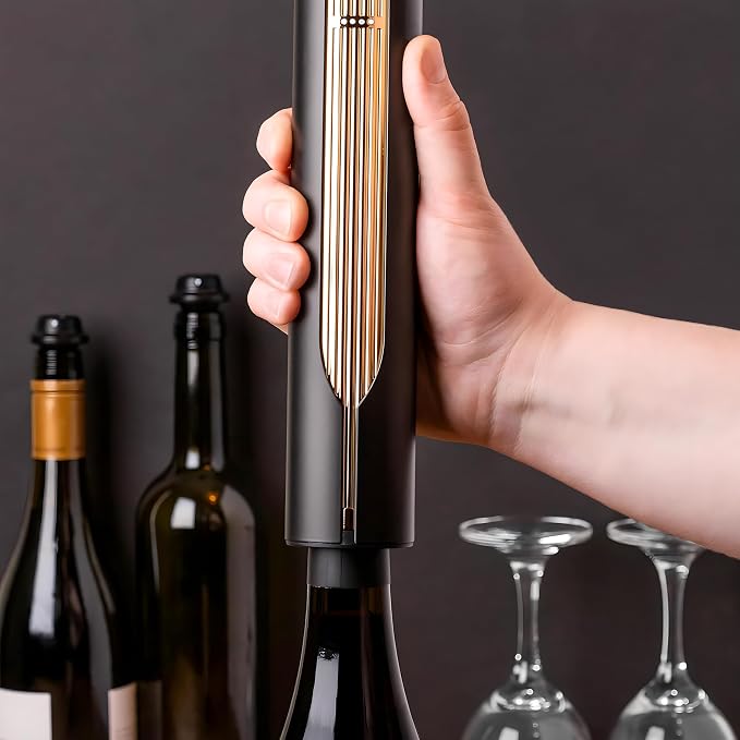 Linkstyle.life Electric Wine Opener, Automatic Rechargeable Wine Bottle Opener with Charging Base and Foil Cutter, Premium Metal Corkscrew, Gift for Dad, Wine Gifts for Men, Wine Lovers