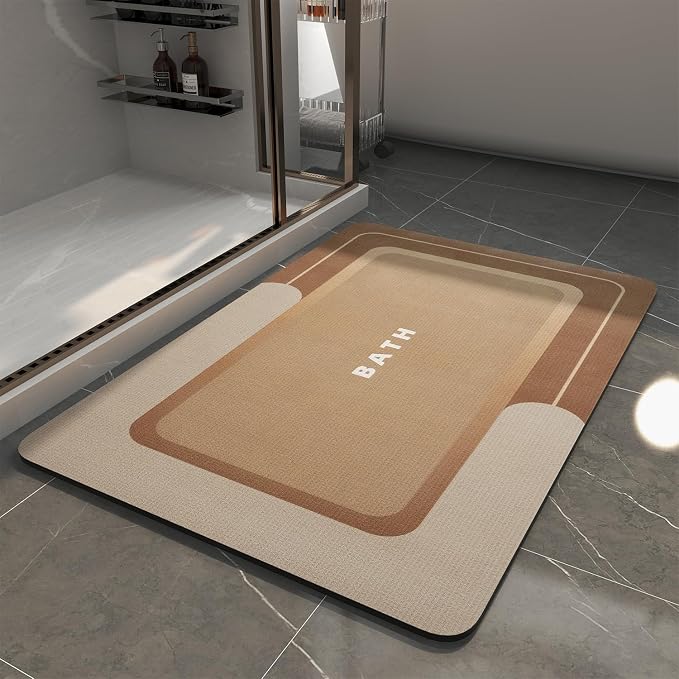 MontVoo-Bath Mat-Bath Rug Non Slip Super Absorbent Stain Resistant Quick Dry Thin Bathroom Rug-Bath Mats for Bathroom Floor Bathtub Vanity-Bathmat Bath Rug Easy Care 17"x27" Brown