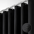 Dynamene Stall Fabric Shower Curtain - 60 x 84 inch Long Waffle Weave Weighted Thick Cloth Shower Curtains for Bathroom, Neutral Heavy Duty Hotel Spa Luxury Bath Curtain Set with 10 Hooks, Black