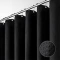 Dynamene Extra Long Fabric Shower Curtain - Waffle Weave 84 Inches Long Heavy Duty Cloth Shower Curtains for Bathroom, 256GSM Large Hotel Luxury Bath Curtain Set with 12 Plastic Hook, 72Wx84H, Black