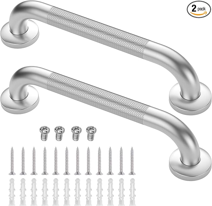 2 Pack 12 Inch Grab Bars for Bathtubs and Showers, Anti Slip Shower Grab Bars Stainless Steel Shower Handle Toilet Handicap Elderly Senior Assist Bathroom Saft Handle