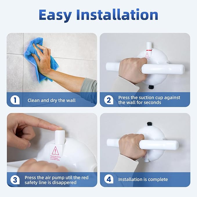 Upgraded Suction Grab Bars for Shower, 440lb Bathroom Safety Grab Bars for Bathtubs and Showers Heavy Duty, No Drilling Strong Suction Shower Handle for Seniors Elderly Disabled,Pregnant
