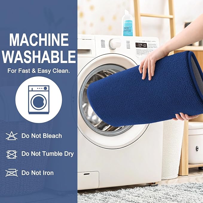 OLANLY Thick Memory Foam Bathroom Runner Rugs 44x24, Extra Soft Absorbent Long Bath Rug, Quick Dry Bath Mats, Non-Slip, Machine Washable Mat for Bathroom, Tub and Shower, Home Decor Accessories, Navy