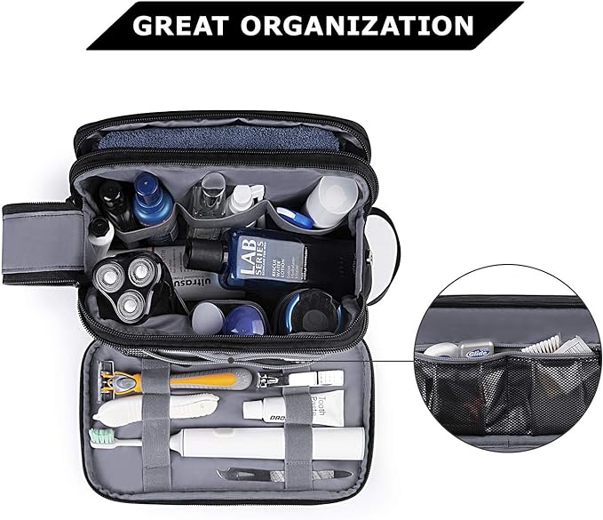 BAGSMART Toiletry Bag for Men, Travel Toiletry Organizer Dopp Kit Water-resistant Shaving Bag for Toiletries Accessories, Door Room Essentials,Green-medium