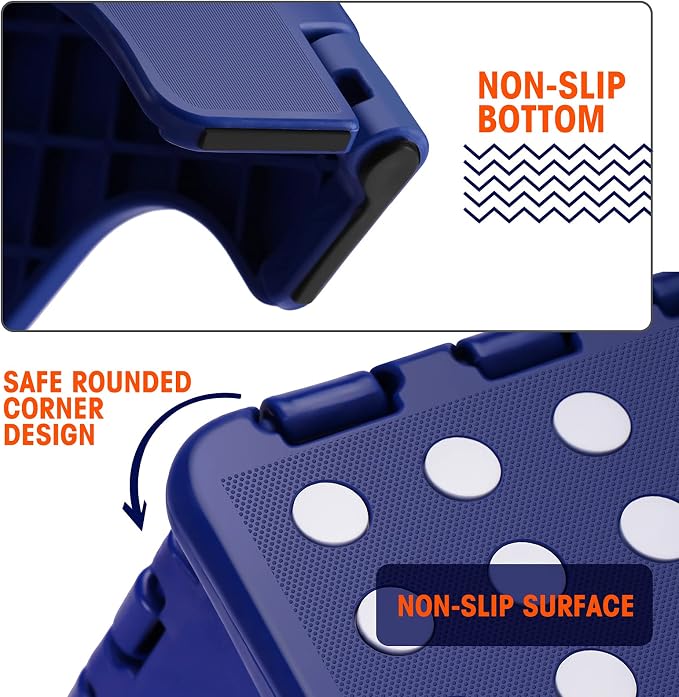 Korpai 11" Folding Step Stool for Adults and Kids Holds Up to 300 lbs,Non-Slip Folding Stools with Portable Handle, Compact Plastic Foldable Step Stool for Bathroom,Bedroom, Kitchen Royal Blue,1PC