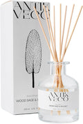 Wood Sage & Sea Salt Reed Diffuser Set – Oceanic Aromatherapy for Home – Glass Bottle 6.7fl oz + 8 Rattan Reeds – Calming Coastal Scent with Lavender & Sage – Long-Lasting (Up to 90Days)