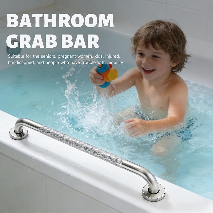 32 Inch Shower Grab Bar 1.25" Dia, 2 Pack Chrome Anti Slip Bathroom Grab Bar, 304 Stainless Steel Knurled Handicap Grab Bars, Safety Support Handrail,Bath Shower Handle for Elderly Injury Senior