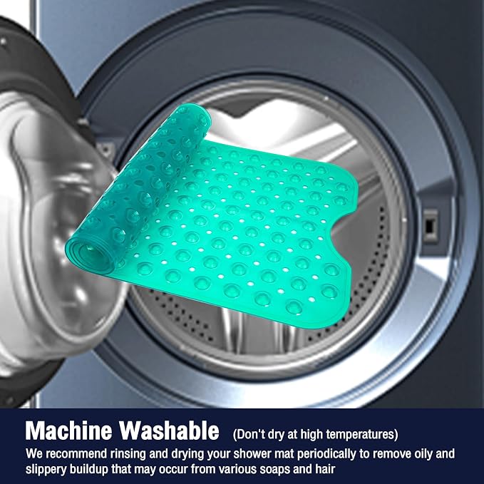Extra Long Bathtub Mat Non Slip, Clear Green Soft Bath Mat for Tub 40 x 16 Inch Full Size, Bath Tub Shower Mats for Bathroom Floor, Big Suction Cups and Drain Holes, Easy Washable, BPA Free