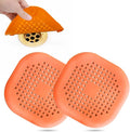Hair Drain Catcher,Square Drain Cover for Shower Silicone Hair Stopper with Suction Cup,Easy to Install Suit for Bathroom,Bathtub,Kitchen 2 Pack (Orange)