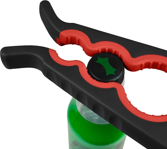 Jar Opener Bottle Opener for Arthritis, 5-in-1 Multifunctional Jar Opener, Easy to Use for Seniors and Weak Hands, Shark Shape Kitchen Gadget for jar, Beer and Bottle (Black and Red)