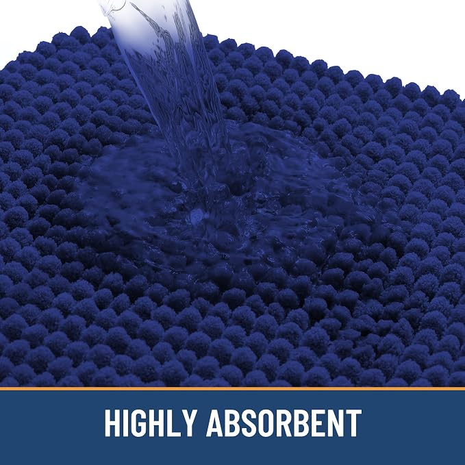 Arotive Bathroom Rugs 24" x 16", Ultra Soft Absorbent Chenille Bath Rugs, Non-Slip Rubber Backing, Machine Washable Bath Mats for Bathroom Floor, Tub and Shower, Home Decor Accessories, Navy
