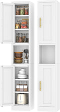 Metal Tall Narrow Storage Cabinet,67" H Freestanding Floor Cabinet with 2 Doors and 4 Adjustable Shelves,Pantry Storage Cabinet for Bathroom,Living Room,Entryway and Kitchen (White)