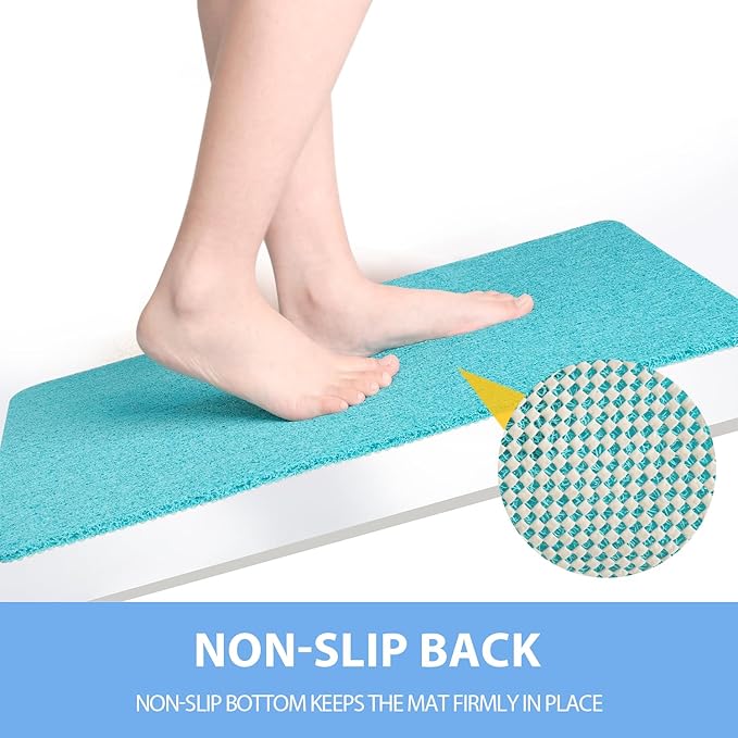 Hargiis Non-Slip Bathtub Mat, 2 Pack Anti Slip Shower Mat, Fast Drying Bathtub Mats, Foot Scrubber Mat, Anti Slip Mat for Tub, Floor, Bathroom, Kitchen, Home, Hotel (Turquoise Blue 24"×16"+24"×16")