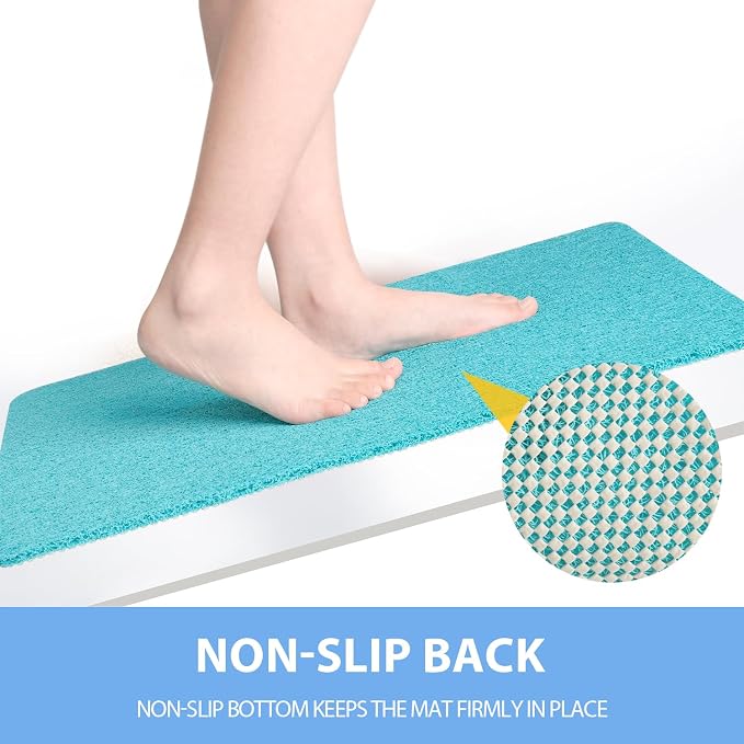 Hargiis Non-Slip Bathtub Mat, Anti Slip Shower Mat, Fast Drying Bathtub Mats, Foot Scrubber Mat, Anti Slip Mat for Tub, Floor, Bathroom, Kitchen, Home, Hotel (Turquoise Blue 32"×17")