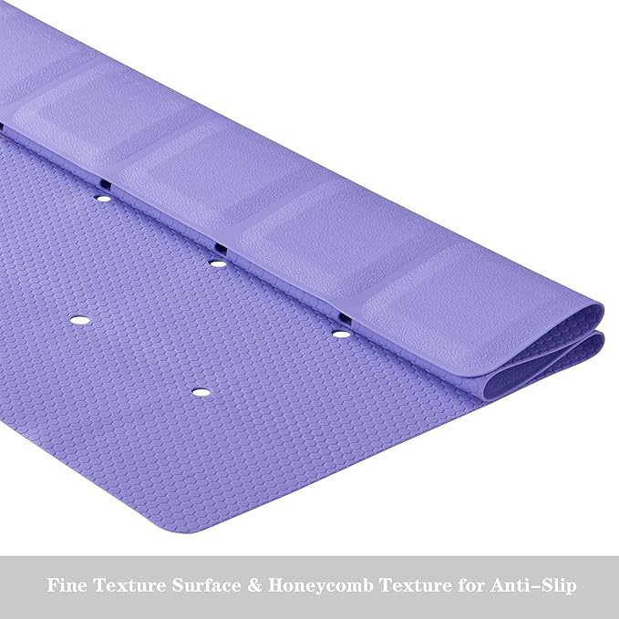 Webos Shower Mat for Textured Surface：Silicone Non Slip Shower Mat Without Suction Cups Foldable - Square Bath Mat for Reglazed Tub Textured Shower Floor (Purple, 21x21)