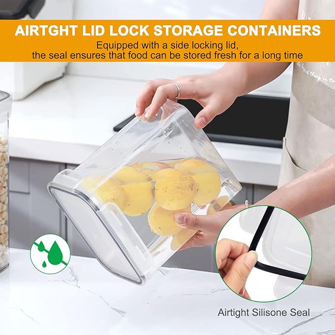 18 Pack Airtight Food Storage Containers with Lids, BPA Free Clear Pantry Storage Container for Kitchen Food Pantry Organizers and Storage, Plastic Pantry Organiser for Cereal,Flour and Sugar