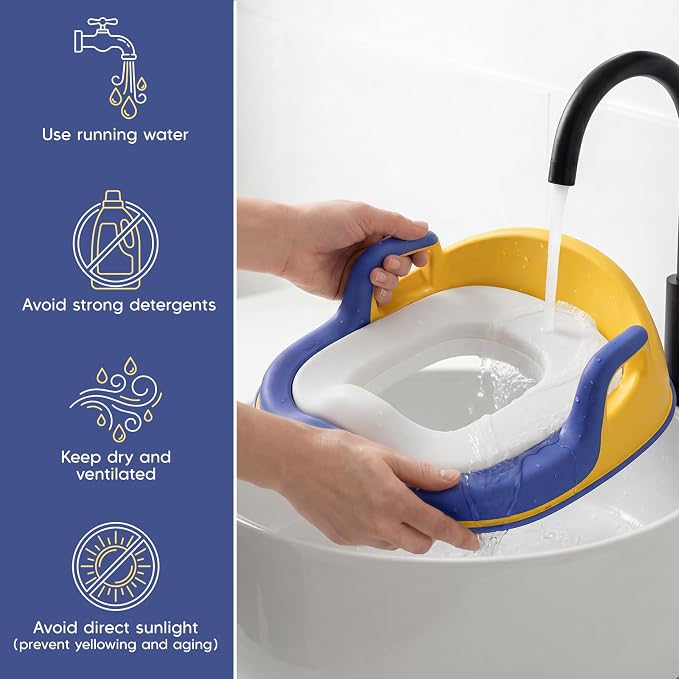 Maliton Potty Training Toilet Seat with Step Stool Ladder for Kids, Toddler Toilet Seat with Anti-Slip Stool for Boys Girls, Toddler Step Stool Set (Blue&Yellow)