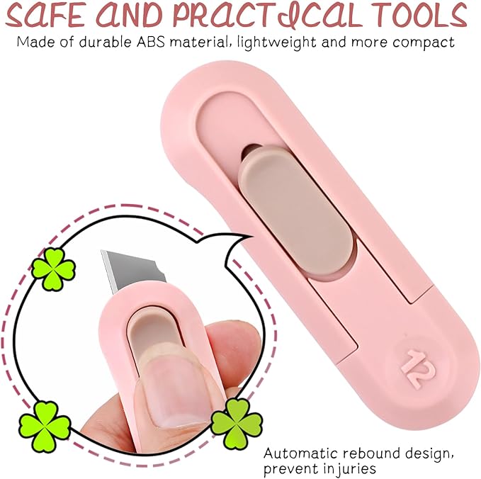 4 PSC Box Cutter,Retractable Box Opener, Package Opener, Easy Slide Retractable Cute Utility Knife For Opening Daily Express Boxes, Envelopes, Packages, Paper tapes and more (4 PSC Box Cutter)