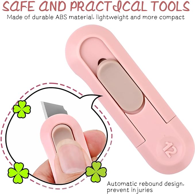 9 PSC Box Cutter,Retractable Box Opener, Package Opener, Easy Slide Retractable Cute Utility Knife For Opening Daily Express Boxes, Envelopes, Packages, Paper tapes and more (9 PSC Box Cutter)