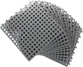 12 Pack 11.8" x 11.8" Interlocking Floor Tiles with Drain Holes Soft PVC Non Slip Shower Floor Mat Modular Interlocking Cushion Mat for Drain, Pool, Patio, Balcony, Kennel, Poultry, Floor Grid, Grey