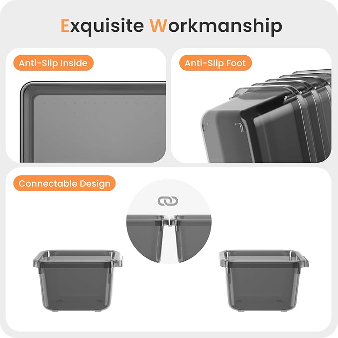 A-LuGei 【Military Grade Drawer Organizer, 【𝟱𝗦𝗶𝘇𝗲】 Makeup organizer, 【Holds 177 Items】 Bathroom Organizers and Storage, Organization and Storage, Desk Drawer Organizer for Vanity (Clear Black)