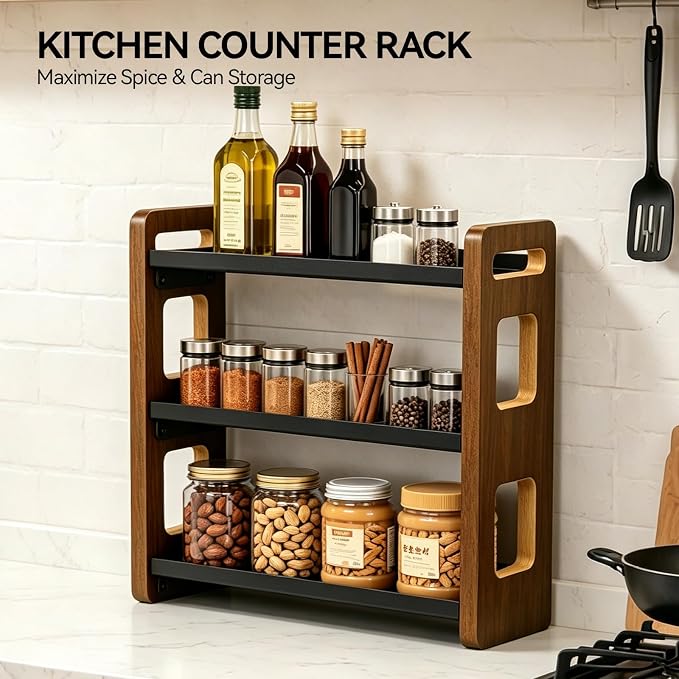3-Tier Acacia Wood Bathroom Countertop Organizers and Storage, Vanity Bathroom Sink Organizer Shelf for Skin Care Makeup Cologne and Perfume, Small Countertop Storage Organizer for Dresser