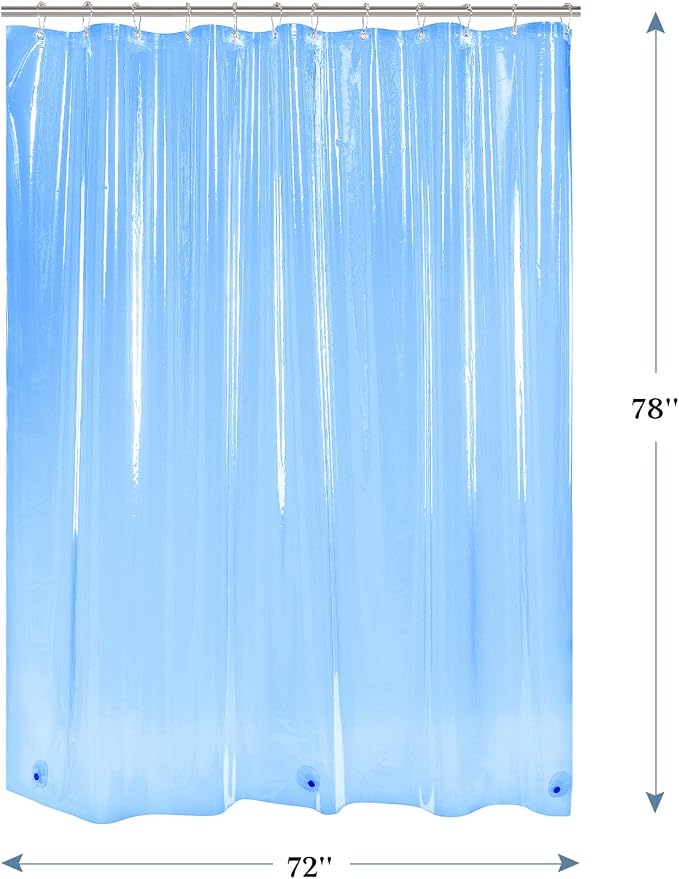 AmazerBath 72x78 Long Shower Curtain Liner, Clear Blue Plastic Shower Curtain Liners, Waterproof PEVA Shower Liner, Cute Lightweight Shower Curtains for Bathroom with 3 Magnets & Rustproof Grommets
