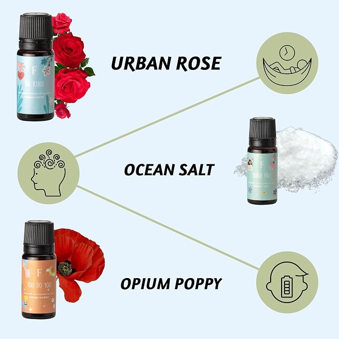 Folkulture Essential Oils Set | 6 Relaxing Fragrance Oils for Diffusers | Green Tea, Cashmere, Ocean Salt | Aromatherapy Gift Set for Her, Him | Graduation Gifts | Self-Care Lovers | Self Love Club
