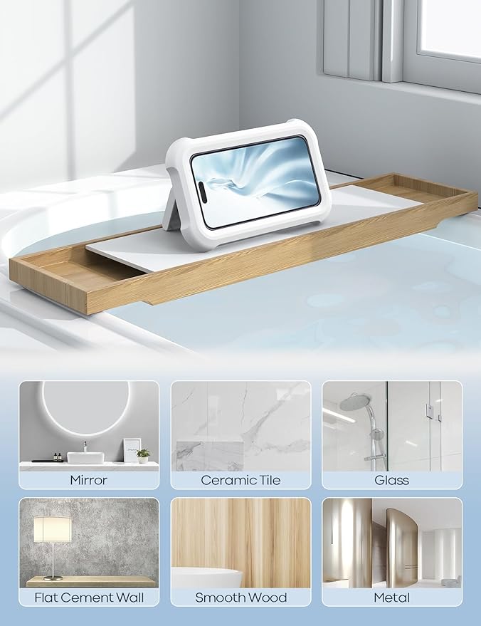 Lamicall Shower Phone Holder Waterproof - 480° Rotatable Retractable Adjustable Shower iPhone Case Holder, Bathroom Wall Phone Mount Stand Water Proof Anti Fog, iPhone Accessories for 4-7" Cellphones