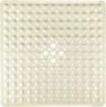 Beige Square Shower Bathtub Mat Non Slip 21x21 Inch, Soft Bath Mat for Inside Shower Tub, Shower Stall Mats for Bathroom Floor, Big Suction Cups Drain Holes, Easy Washable and Dry, BPA-Free