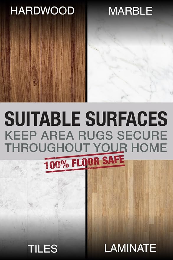 Four Rug Corner Grippers, Anti Slip Grips for Hardwood Floors, Laminate Flooring and Carpet - Hold Down Rugs and Runners to Protect Yourself and Family