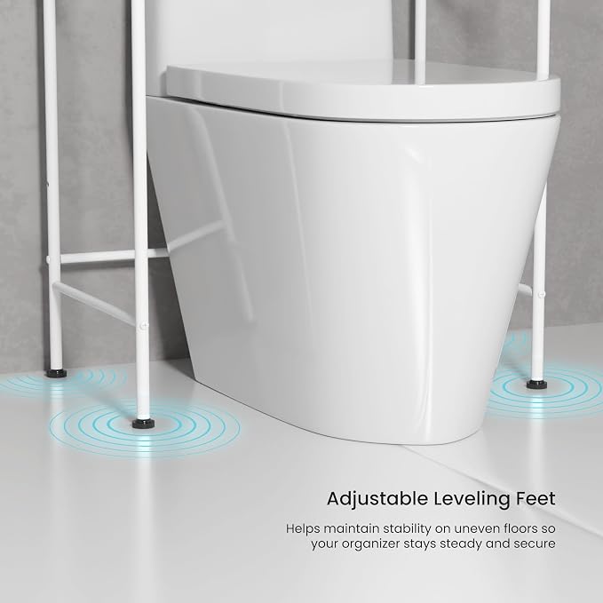 Home Zone Living Over the Toilet Bathroom Storage Organizer with 3 Tiers of Shelving Rack Space