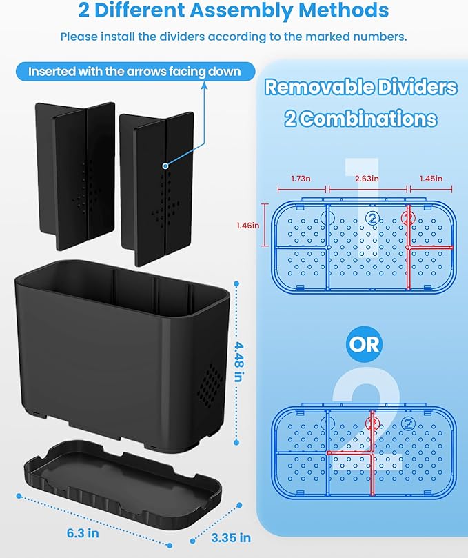 Toothbrush and Toothpaste Holders for Bathrooms Countertop - Detachable 5 Slots Kids Electric Toothbrush Holders Set Wall Mounted with Removable Dividers for Bathroom Decor and Accessories Organizer