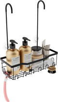 Slizy Hanging Shower Rack, Black Bathroom Storage Rack, Bathroom Door Organizer, Shower Basket, Shampoo Holder, No Drilling Required, Organizes Essentials, Single-Tier Shelf