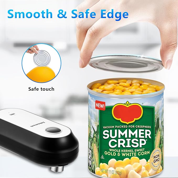 SAKAMOSH Electric Can Opener for Seniors Auto Stop, Hands Free Rechargeable Can Openers with Smooth Edge, One Touch Operation, Automatic Opener for Kitchen, Ideal Choice for Mom, Elderly