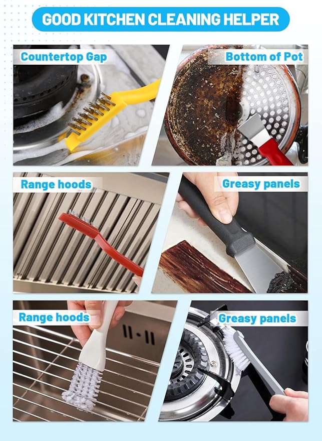 20Pcs Crevice Cleaning Brush Set, Hard Bristle Scrub Brushes Tools for Deep Cleaning Gap,Window Groove Cleaning Brush for Sliding Door, Sill, Tile Lines, Shutter, Corner, Sink, Teapot, Bottle