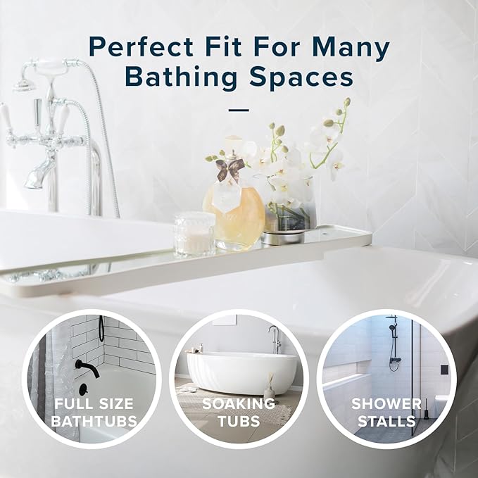 SlipX Solutions White Rubber Bath Safety Mat Provides Essential Coverage & Reliable Slip-Resistance in Tubs & Showers (14 x 22 Inch, 100 Suction Cups, Machine Washable)