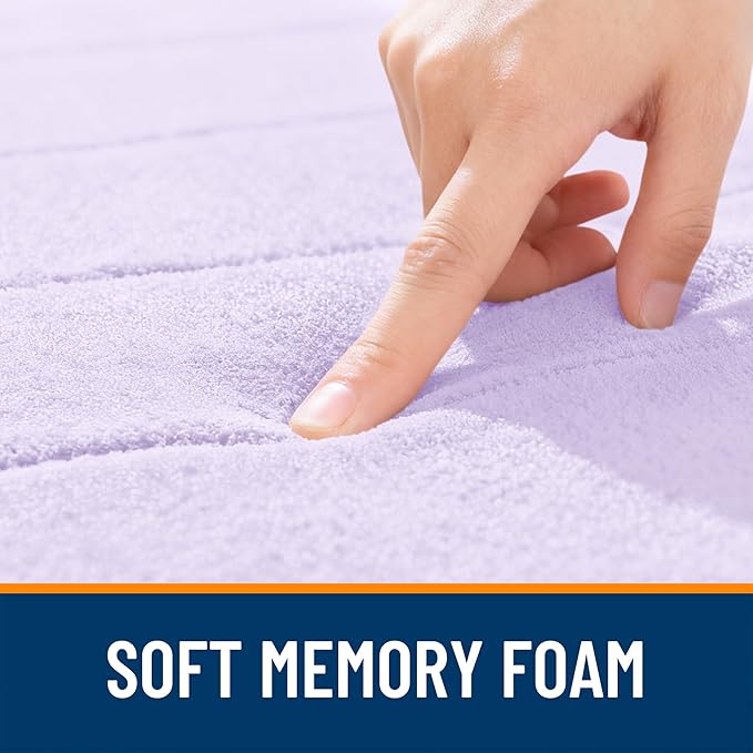 OLANLY Memory Foam Bath Mat 35x16, Super Soft Absorbent Bathroom Rugs, Quick Dry, Machine Washable Shower Floor Rugs, Bathmat Carpet, Bathroom Home Decor Accessories, Lavender