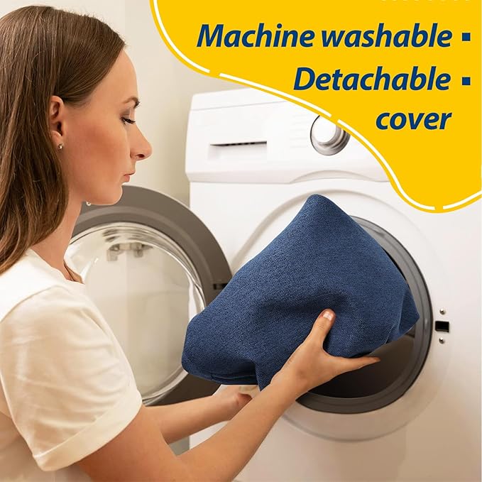 AAAAAcessories D-Shaped Chair Cushions, 2" Thick Dining Chair Pads with Ties and Removable, Machine-Washable Cover, 17" x 16", Set of 6, Blue