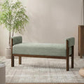 VKNOW End of Bed Bench, 51.8” Modern Upholstered Bedroom Bench Indoor Bench with Arms, Entryway Bench with Solid Wood Frame for Bedroom Living Room, Light Green