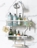 YASONIC Never Rust Shower Caddy Hanging, Aluminum Shower Racks for Inside Shower, 3-Tier Shower Organizer Hanging Over Shower Head with Hooks and Soap Holder, Silver