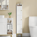 Hzuaneri Slim Bathroom Storage Cabinet, Narrow Bathroom Organizers and Storage with 4 Adjustable Feet, Laundry Room Organization for Small Space, Kitchen, Living Room, 3 Doors White BC22313G