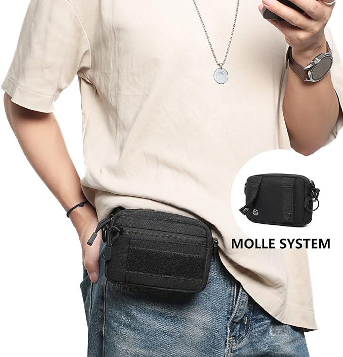 Tactical Belt Pouch Key Pouch Backpack Accessories Tactical Vest Attachments Small Molle Pouch EDC Wallet Travel Pill Container Portable