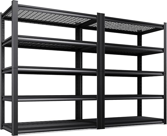 2-Pack Heavy Duty Garage Shelving for Garage, Warehouse & Workshop Storage Organization, 71" H x 35" W x 16" D Adjustable 5-Tier All Metal Wire Shelf for Tools, Storage Bins & Bulk Items