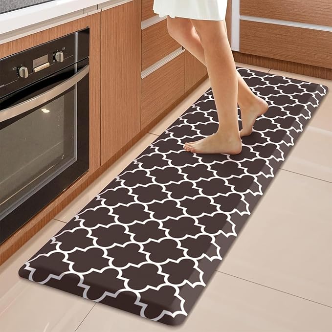 WISELIFE Anti Fatigue Floor Mat - 4/5 Inch Kitchen Mat Non Slip Waterproof Heavy Duty Ergonomic Comfort Mat Durable for Home, Office, Sink, Laundry,(17.3" x 60", Chocolate)