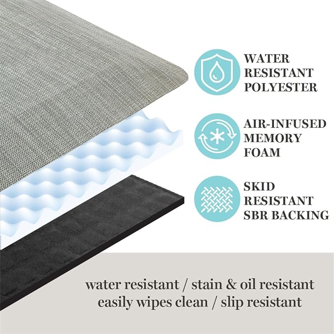 MARTHA STEWART Mira Modern Heathered Solid Anti-Fatigue Air-Infused Kitchen Mat, Spice Red, 19.6"x32"