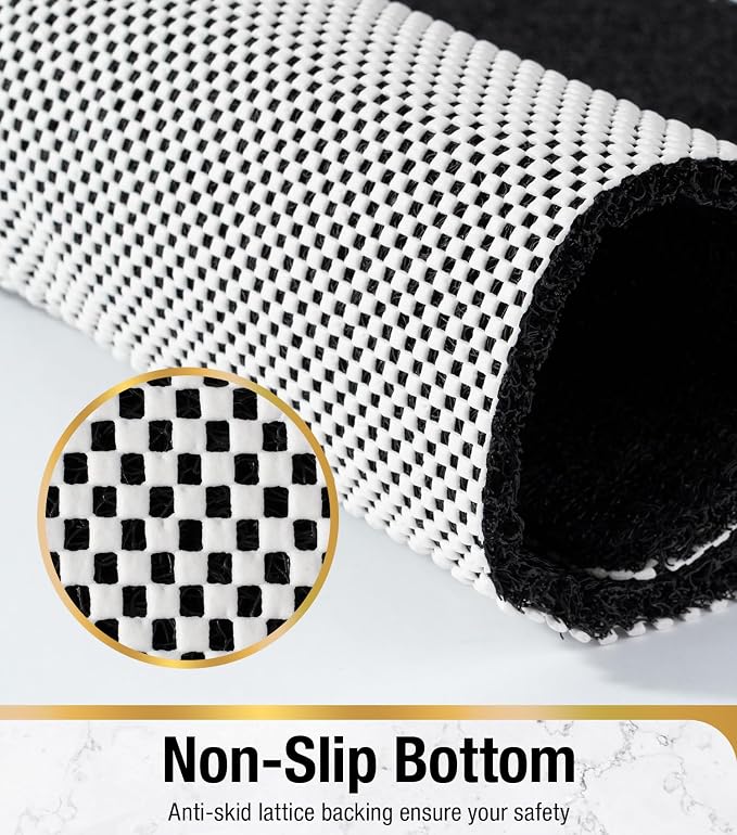 HITSLAM Square Shower Stall Mat, 21 x 21 Inch Non Slip Bath Mat for Tub, Soft PVC Loofah Bathtub Mats, Quick Drying Bathroom Shower Mat Anti Slip, Soft on Feet, Black